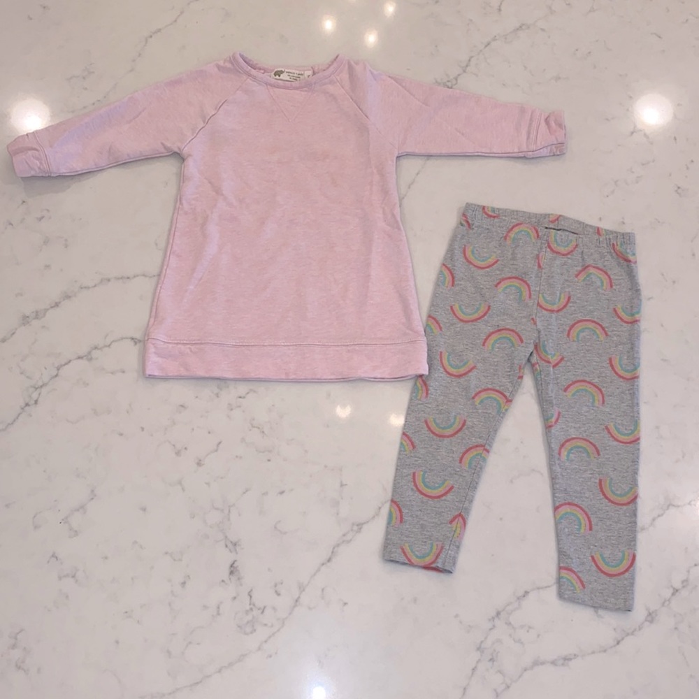 Monica + Andy Pink Heather Tunic/ Gap Rainbow Leggings Play Set (2T)